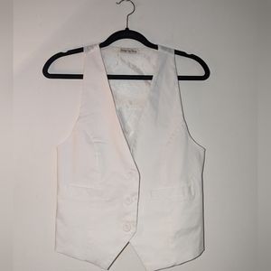 White Tailored Suit Vest with Buttons - Lined